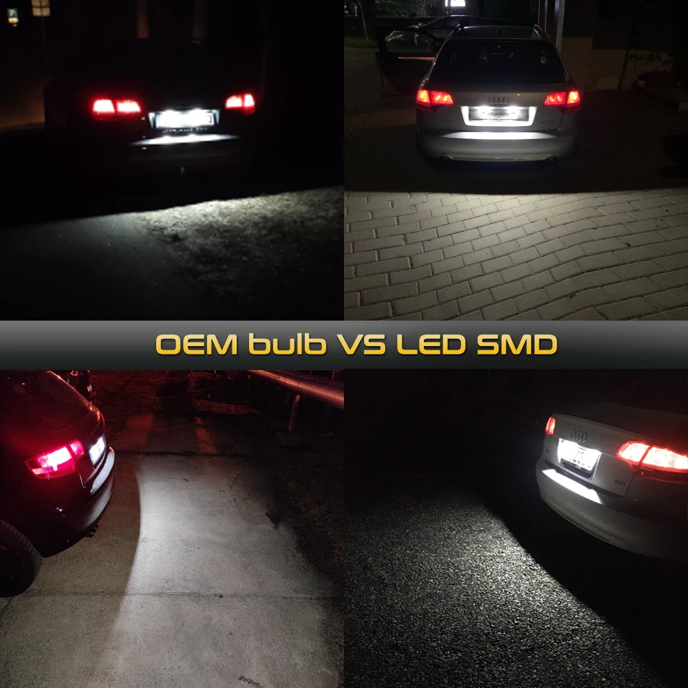 2Pcs Canbus No Error LED Rear Number Plate Lamp For Audi A3 8P Q7 4L A6 C6 RS6 A4 B6 B7 S4 RS4 A5 8F S5 A8 S8 Auto Lights