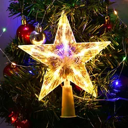 24/18cm Light Glowing Star Tree Topper Decor LED Ornament Christmas Tree Star Topper Decorations Fairy Light with Battery Box