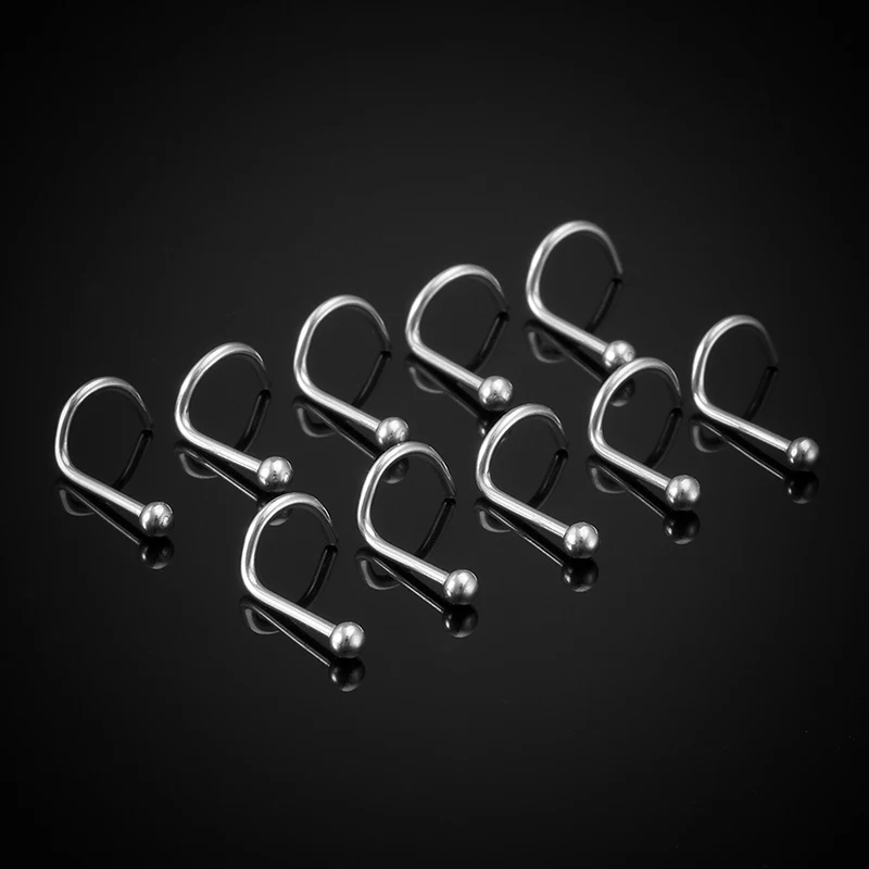 10 Stück Edelstahl Nasenstecker Set Nasenpiercing Set Nasenring Nariz Knochen Ohrstecker Schrauben für Mann Frauen Nasenloch Körperschmuck 20G – Detail 10