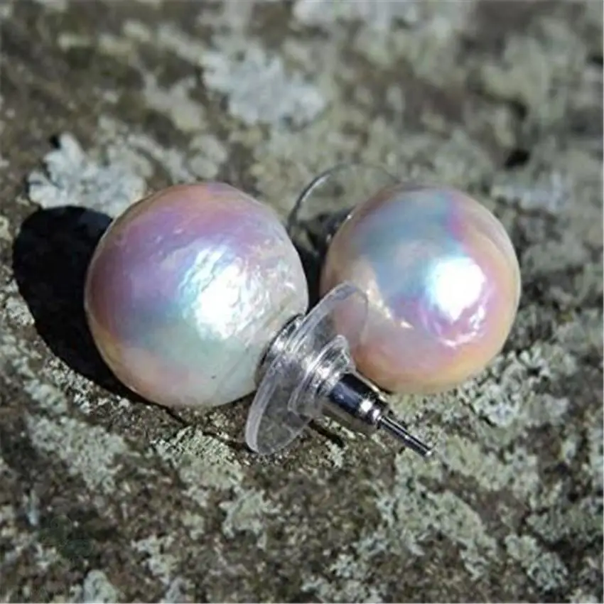 Fashion White Baroque Pearl Earrings 18k Ear Stud AAA Jewelry Mesmerizing Irregular Cultured Flawless Earbob Natural