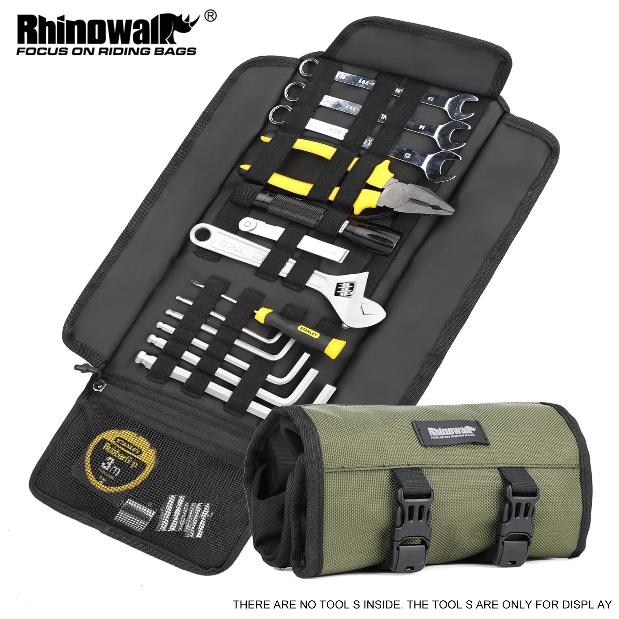 Rhinowalk Motorrad-Werkzeugtasche, Rolle, Werkzeugset, Satteltasche, tragbares Reparaturset, Aufbewahrungstasche, universelle seitliche Werkzeugtasche mit großer Kapazität