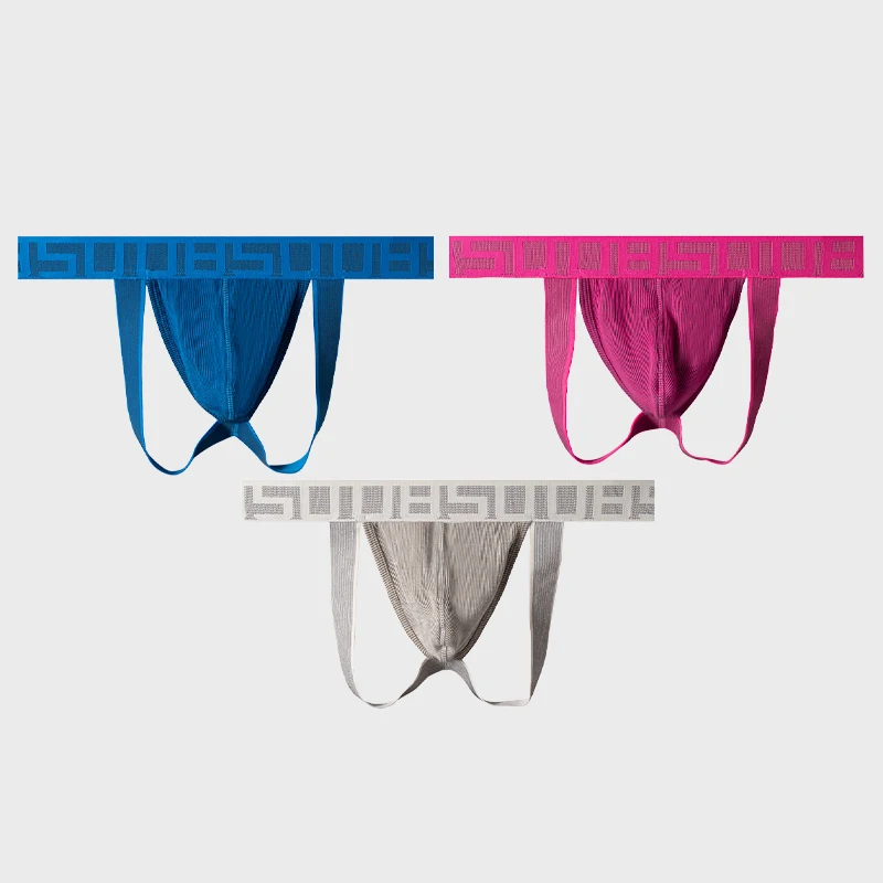 

3Pcs Men Jockstrap Lot Sexy Underwear Men's Thong Cotton Gay Thongs Male Low Waist Mens G String Free Ship Bikini Wholesale