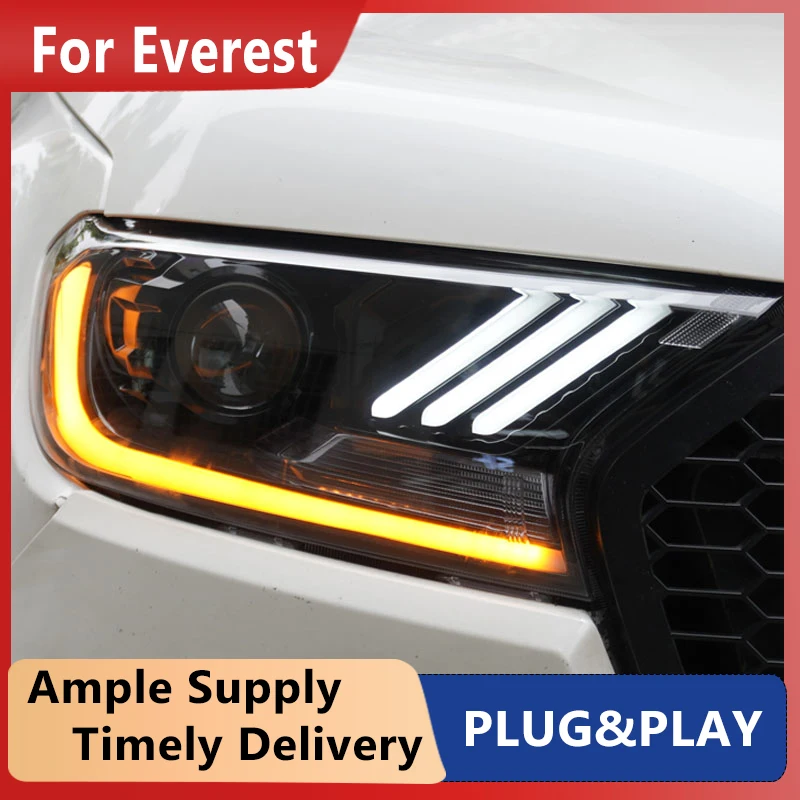 Auto Koplamp Voor Ford Ranger Everest Endeavour 2016-2021 Koplampen Mustang Led Drl Running Lights Bi-Xenon Beam mistlampen