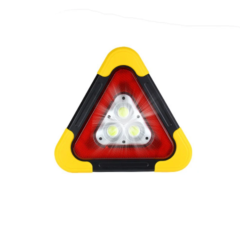 Car LED Reflective Triangle Lighting Tripod USB Charger Emergency Warning Sign Vehicle Stop Night Road Reflector Accessories