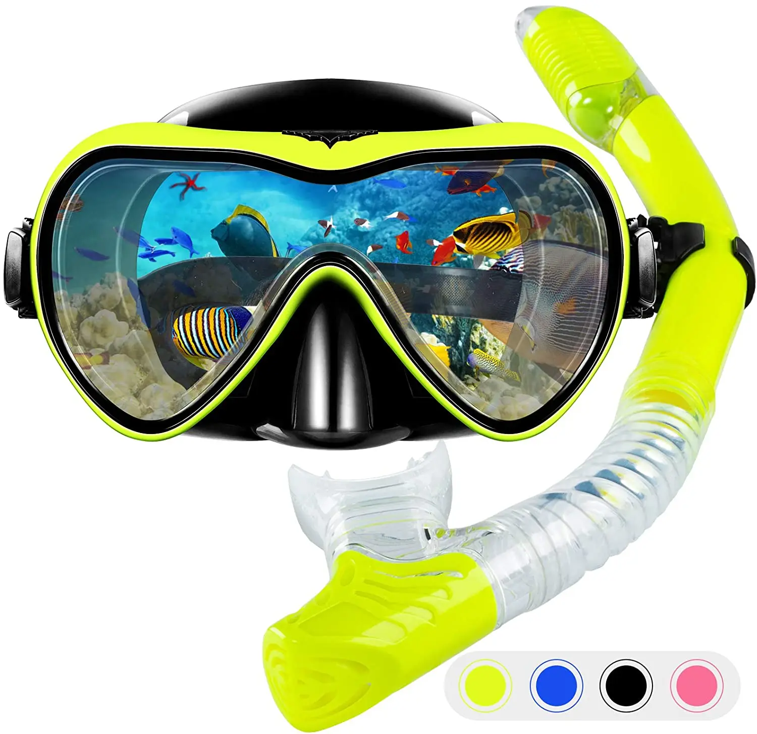 

Snorkel Set Adults, Dive Masks and Snorkel for Man Women, Easy-Breath Snorkeling Gear with Anti-Fog Tempered Glass for Diving