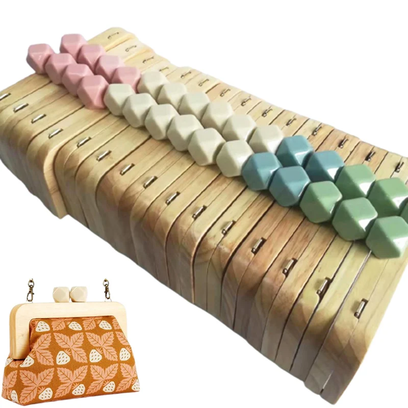 

1 Set Solid Wood Nature Color Candy Resin Big Kiss Lock Clasp Screws Inside Handmade Diy Wooden Purse Frame Obag Handle Frame