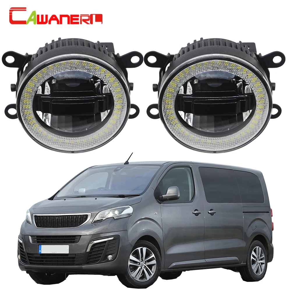 Cawanerl For Peugeot Traveller 2016 2017 2018 Car LED Lamp Front Fog Light + Daytime Running Light DRL + Angel Eye 3000LM 12V