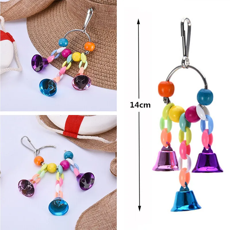 Parrots Toys Colorful Beads Bells Bird Cage Accessories For Pet Toy Swing Stand Budgie Parakeet Pet Bird Parrot Chew Swing Toys