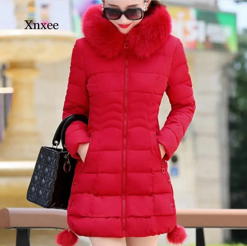

Winter Jacket Women Fur Hooded Thicken Coat Woman Parka Jackets Female Cotton Padded Faux Fur Long Outerwear