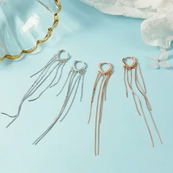 New Fashion Chain Tassel Long Drop Earrings For Women Small Heart Huggies Elegant Dangle Earring Accessories Charm Ear Jewelry
