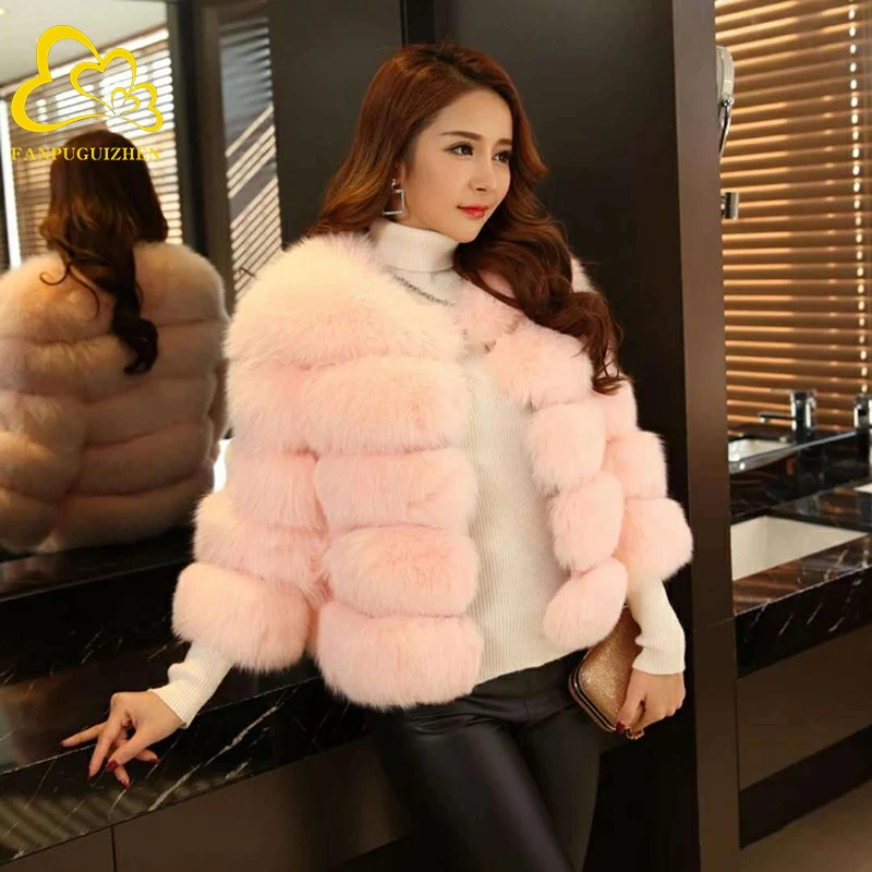 Fanpuguizhen casacos femininos outono inverno nova moda rosa casaco de pele do falso elegante grosso quente outerwear pele falsa mulher jaquetas