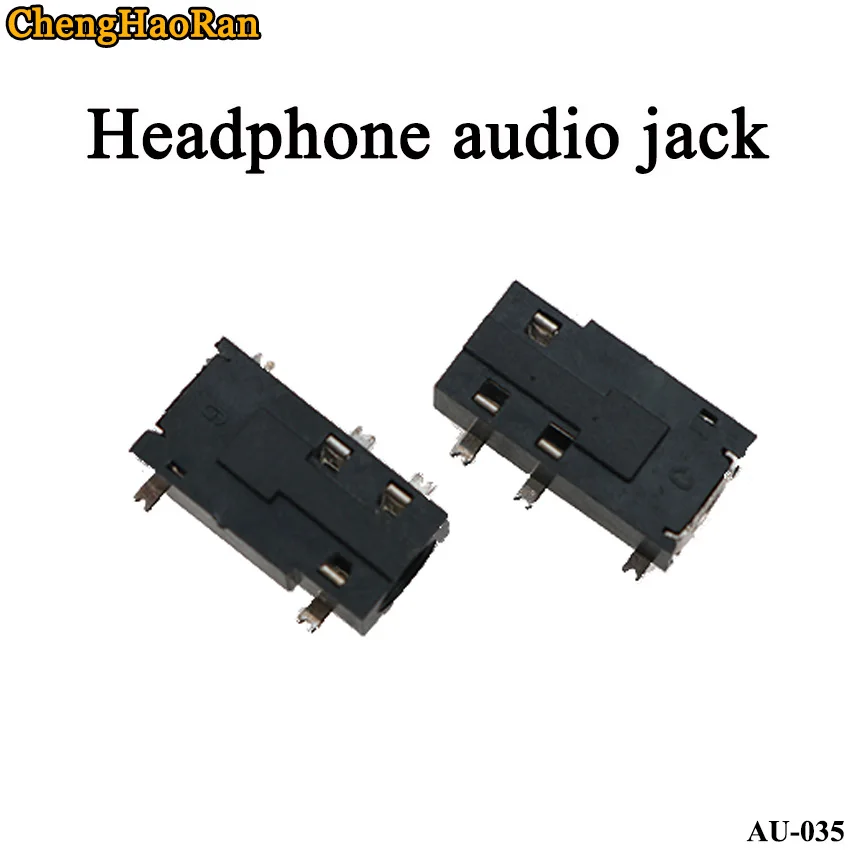 ChengHaoRan 2pcs/lot Headphone jack flat head patch five feet copper SMT single dual channel 3.5mm audio interface