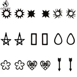 Tiny Geometric Stainless Steel Earrings for Women Bohemia Small Heart Square Arrow Sun Star Earings Fashion Black Jewelry brinco