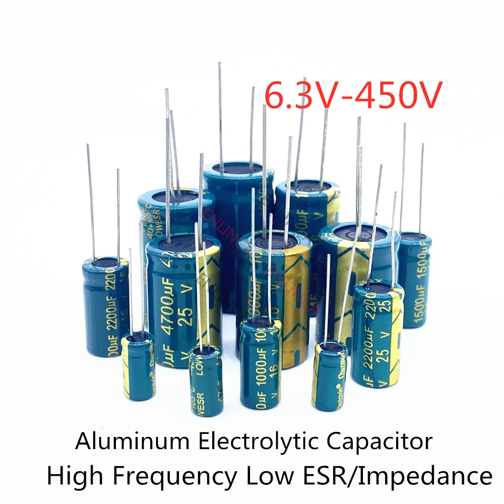 10V 16V 25V 35V 50V 400V High Frequency Low ESR Aluminum Capacitor 100UF 220UF 330UF 470UF 680UF 1000UF 1500UF 2200UF 3300UF