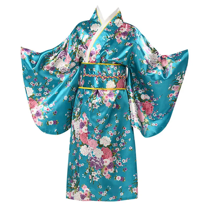 Kimono Japonais Enfant Fille - Robe Traditionnelle Cosplay Avec Ceinture Et Accessoires