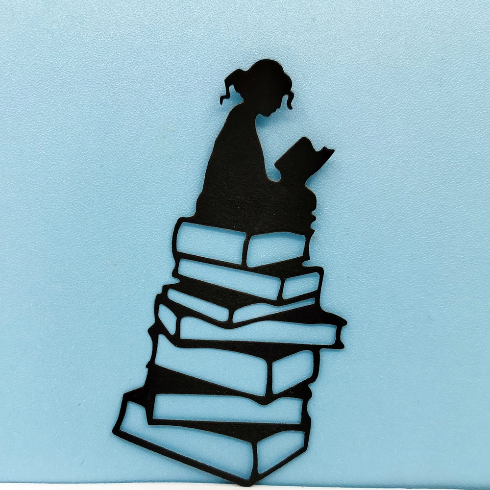 

Reading Girl Metal Cutting Dies Scrapbooking Embossing Folders for Card Making Craft DIY Clear Stamps and Slimline Die Cut Molds