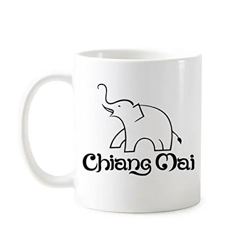 

Thai Traditional Customs Culture Elephant Shield Art Illustration Classic Mug White Pottery Ceramic With Handles 350 ml