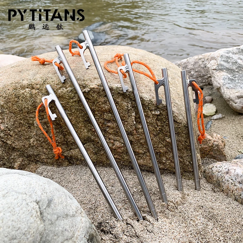 High quality Accessories Outdoor High Strength Titanium alloy nail spike canopy peg Camping Tent nail stakes 8x200mm 8x240mm