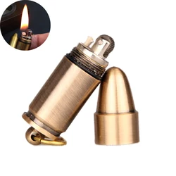 Outdoor Mini Bullet Lighters Flame Kerosene Oil Lighter Keychain Refillable Gasoline Cigar Lighters Men Gadget