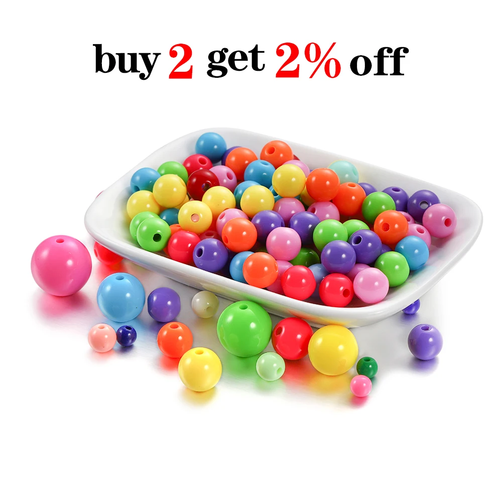 10-50pcs 6-20mm Acrylic Round Beads Candy Color Loose Spacer Bead Handcraft For DIY Jewelry Making Finding Supplies Accessories