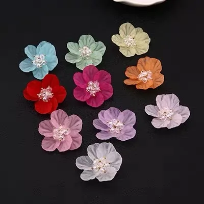 New style 40pcs/lot 40mm color petal core handmade resin flowers beads diy jewelry hair garment pendant accessory