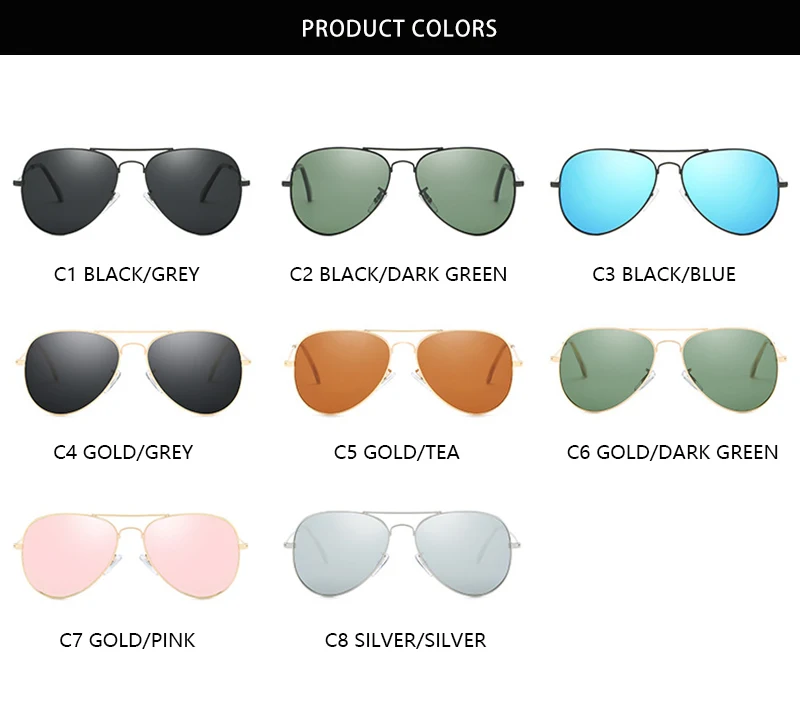 Klassische Pilot Männer Sonnenbrille Polarisierte Vintage Metall Ray Sonnenbrille Frauen Spiegel Farben Fahren Männlich Shades UV400 – Detail 8