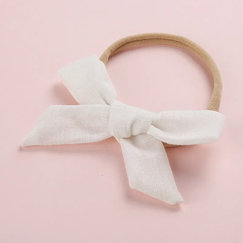 

Baby Headband Cotton Linen Bow Hairband Newborn Hair Accessories for Girls Bowknot Nylon Hair Band Infant