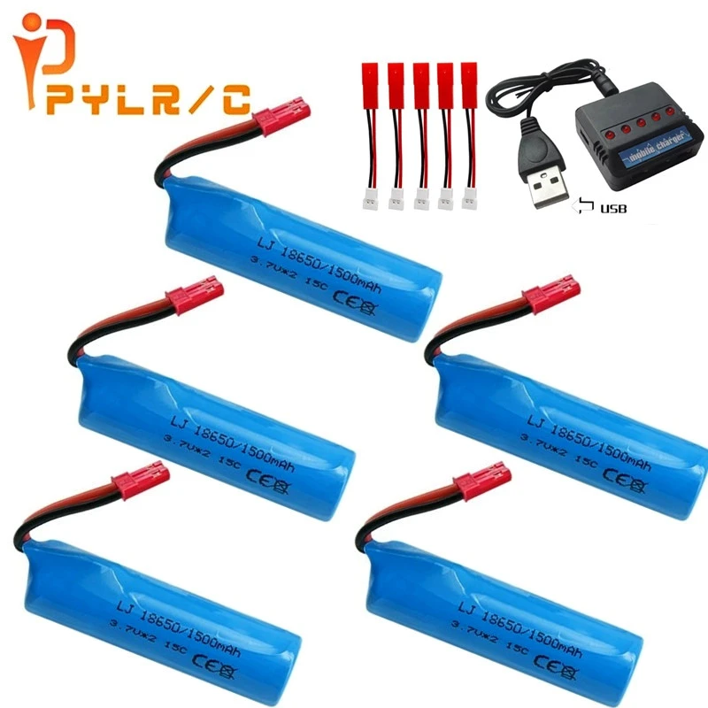 3.7V 1500mAh 18650 Battery For Rc Helicopter Airplanes Car Boat Gun Tank Toys Battery With charger 3.7v Li-ion battery JST