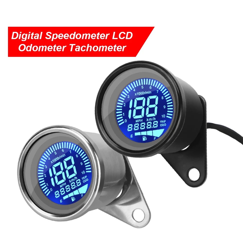 Motorcycle Digital Speedometer Tachometer Indicator Retro Odometer Cafe Racer Scooter Meter Replacement Motorbike Accessories