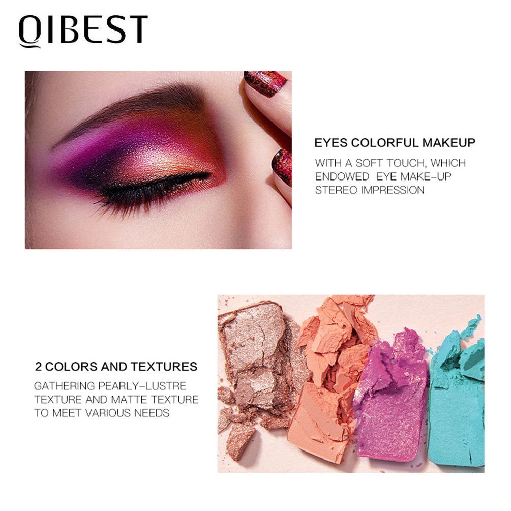 QIBEST 18 Colors Matte EyeShadow Palette With Mirror Glitter Eye shadow Waterproof Metallic Nude Eye Pigment Makeup Eye palette