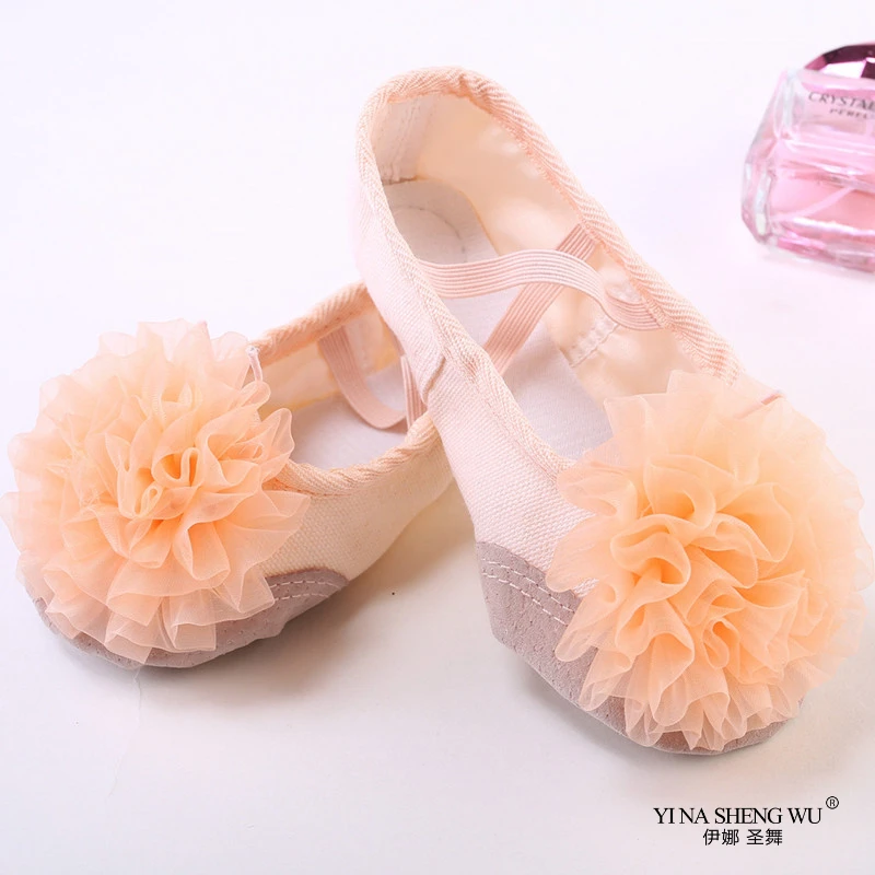 Girls Ballet Dance Shoes Flower Children's Dance Shoes Soft Sole Red Gymnastic Shoe Kids Ballet for Girls Dancing Wear 9 Colors