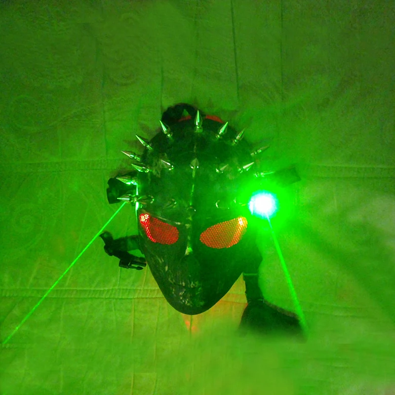 Future technology stage show mask light up mask Halloween party christmas Streampunk Man Spike LED Laser Skull Mask Costume