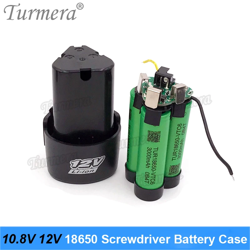 Turmera 스크루드라이버 드릴 배터리 케이스, 18650 홀더 브래킷, Shura Shrika 교체용 BMS 보드, 3S, 10.8V, 12V