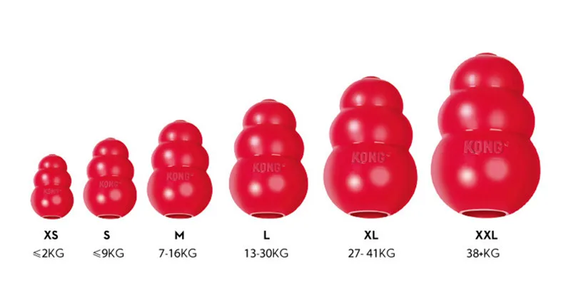 KONG Klassisches Kauspielzeug für Hunde aus natürlichem Zahngummi mit Ihrer Wahl des Leckerli-Spielzeugs XS-XXL – Detail 9