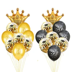 Globo decorativo para fiestas de cumpleaños, globo de cumpleaños de 30 años, 30, 40, 50 y 60 años, suministros para fiestas de cumpleaños, color dorado y negro