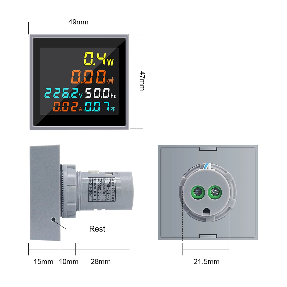 Multi-function AC Power Energy Meter LED Digital Wattmeter Electric Meter with Reset Function 0-99A 50-300V Voltmeter Ammeter