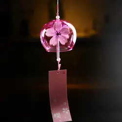 Japanese Style Glass Wind Chimes Hanging Craft Wind Bell Home DecorSakura Cherry Blossom Pattern Pendnat Chimes Wind Bells
