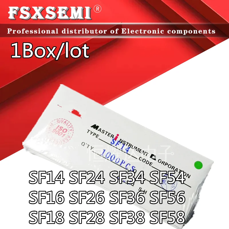 

1Box/lot SF14 SF24 SF34 SF54 SF16 SF26 SF36 SF56 SF18 SF28 SF38 SF58 DO-41 Ultra Fast Recovery Diode