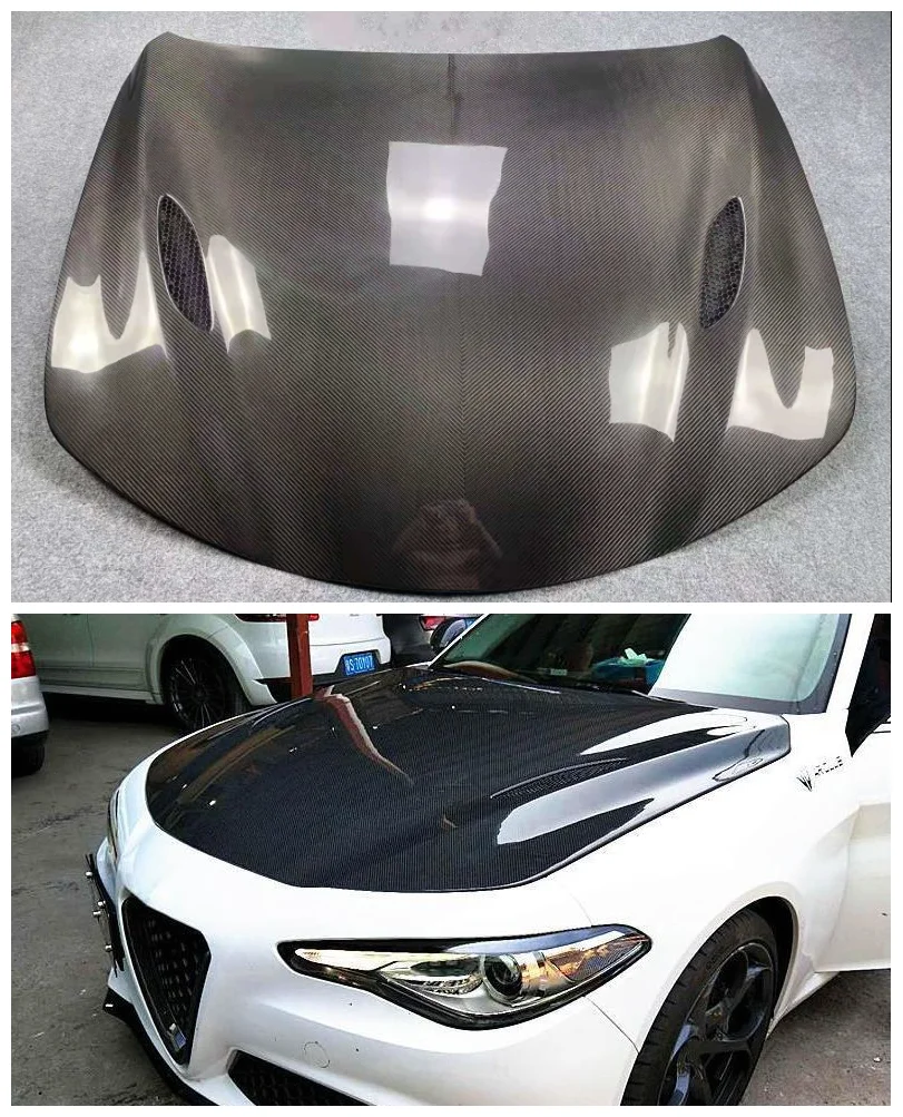 

High Quality Carbon Fiber Front Bumper Engine Hood Vent Cover Fits For Alfa Romeo Giulia 2017 - 2020