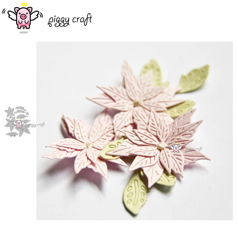 Piggy Craft metal cutting dies cut die mold Christmas flower leaves Scrapbook paper craft knife mould blade punch stencils dies