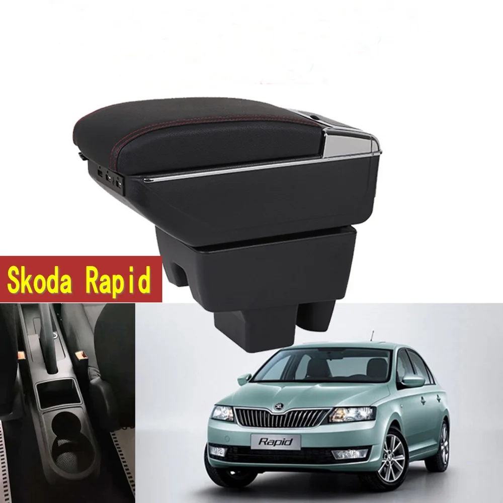 

Arm Rest Skoda Rapid Armrest Box Center Console Central Store Content Storage with Cup Holder Ashtray USB Interface