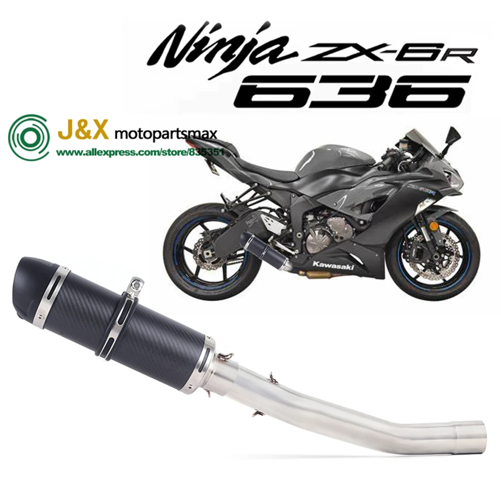 

Slip On For Kawasaki ZX-6R ZX6R ZX 6R Ninja 636 2008-2019 Motorcycle Exhaust Full System Middle Link Pipe Muffler