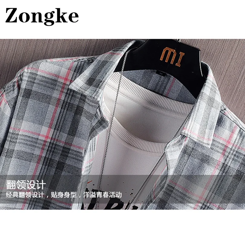 Pink Plaid Button Up Shirt Men Clothing 2024 Fashion Long Sleeve Streetwear Size M-4XL New Arrivals