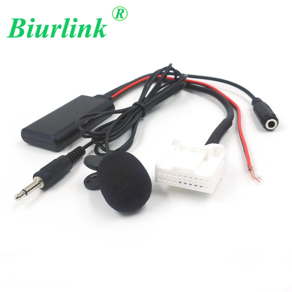 Biurlink 20Pin Car Radio AUX Input 3.5MM Audio Bluetooth Microphone Adapter Cable for Toyota Camry Corolla Tacoma 4Runner RAV4