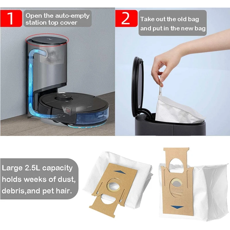 10 Pack Vacuum Dust Bags For Ecovacs DEEBOT T9 Series OZMO T8 AIVI T8 Max T8 Series N8 Pro Plus N8 Pro Robot Eco Vacuum Part