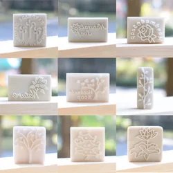 1Pcs Letter Tree and Flower Pattern Mini Diy Soap Stamp Diy Handmade Soap Stamps White Resin Soap Chapter Personality