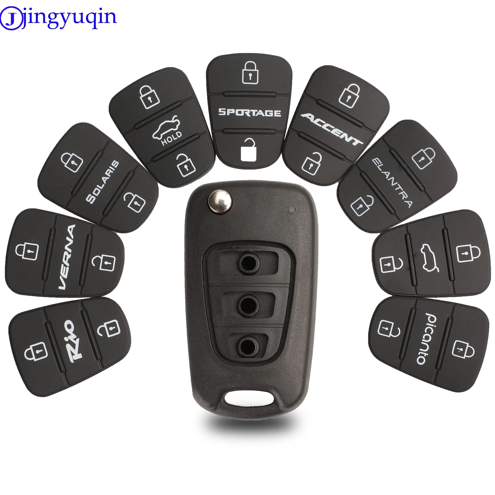 jingyuqin New Replacement Rubber Pad 3 Buttons Flip Car Remote Key Shell For Hyundai I30 IX35 Kia K2 K5 Key Cover Case