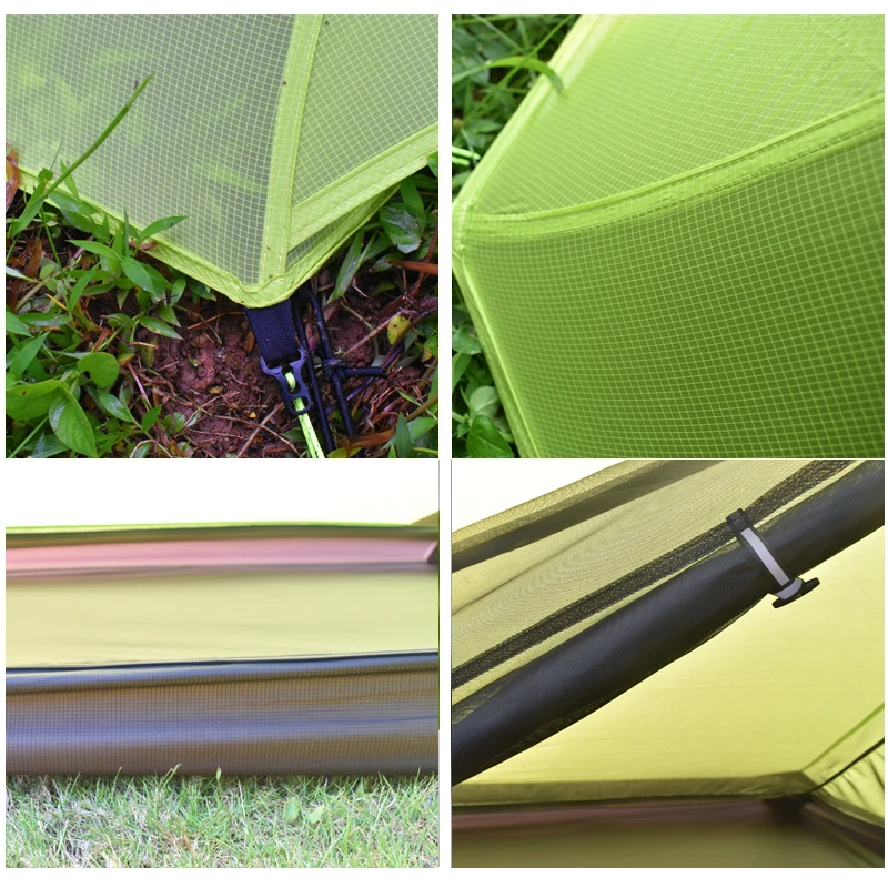 Aricxi Oudoor Ultralight Camping Tent 3 Season 1 Single Person Professional 15D Nylon 1 Side Silicon Coating Rodless Tent