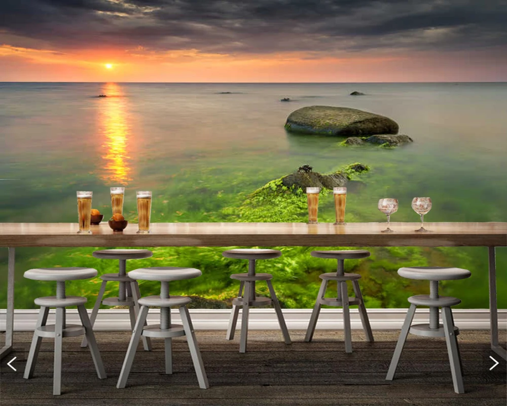 Seaside landscape at sunrise papel de parede,living room sofa TV wall bedroom wall papers home decor restaurant mural