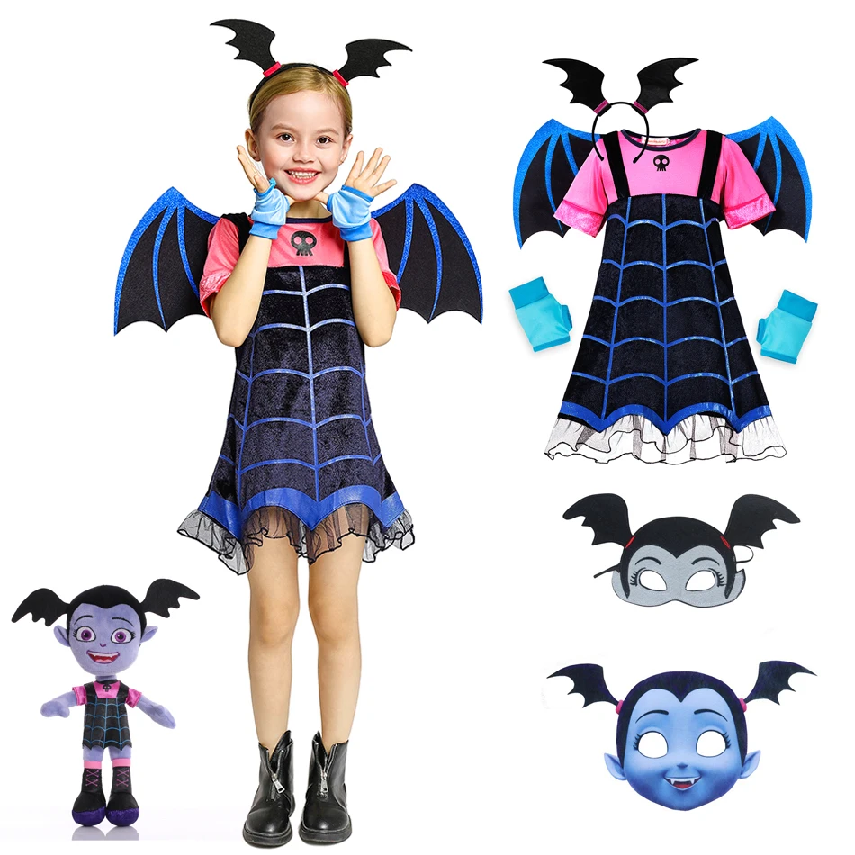 Disney Vampirina Cosplay Dress Girl Kids Princess Dress Up Christmas Halloween Costume Children Carnival Party Disguise Vampire